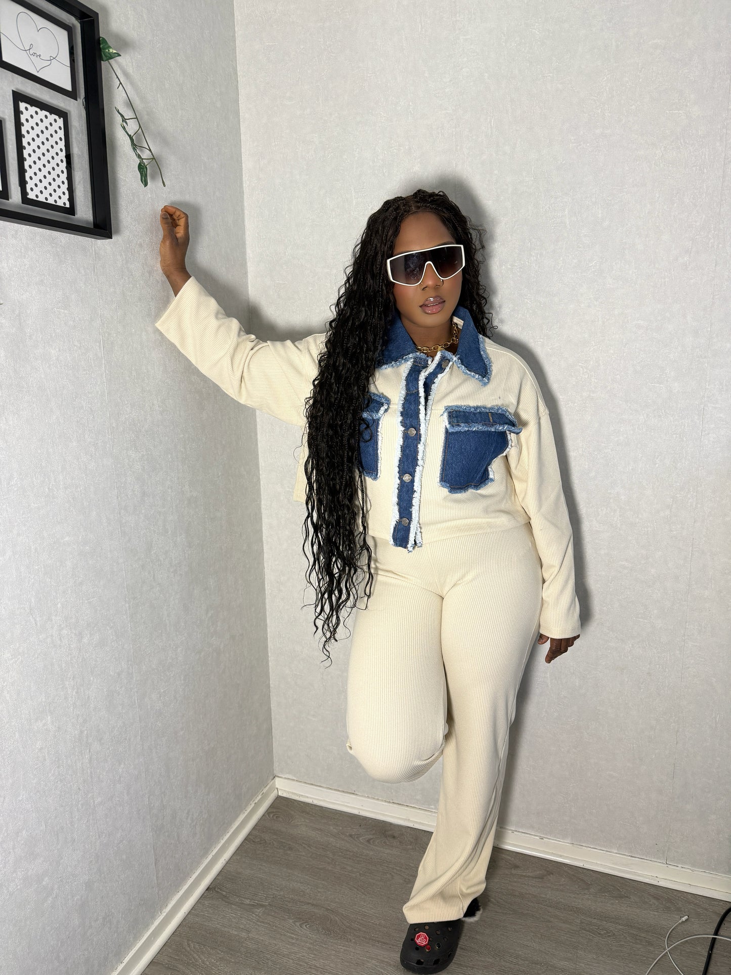 Ensemble Chemise Et Pantalon Garnis De Demin