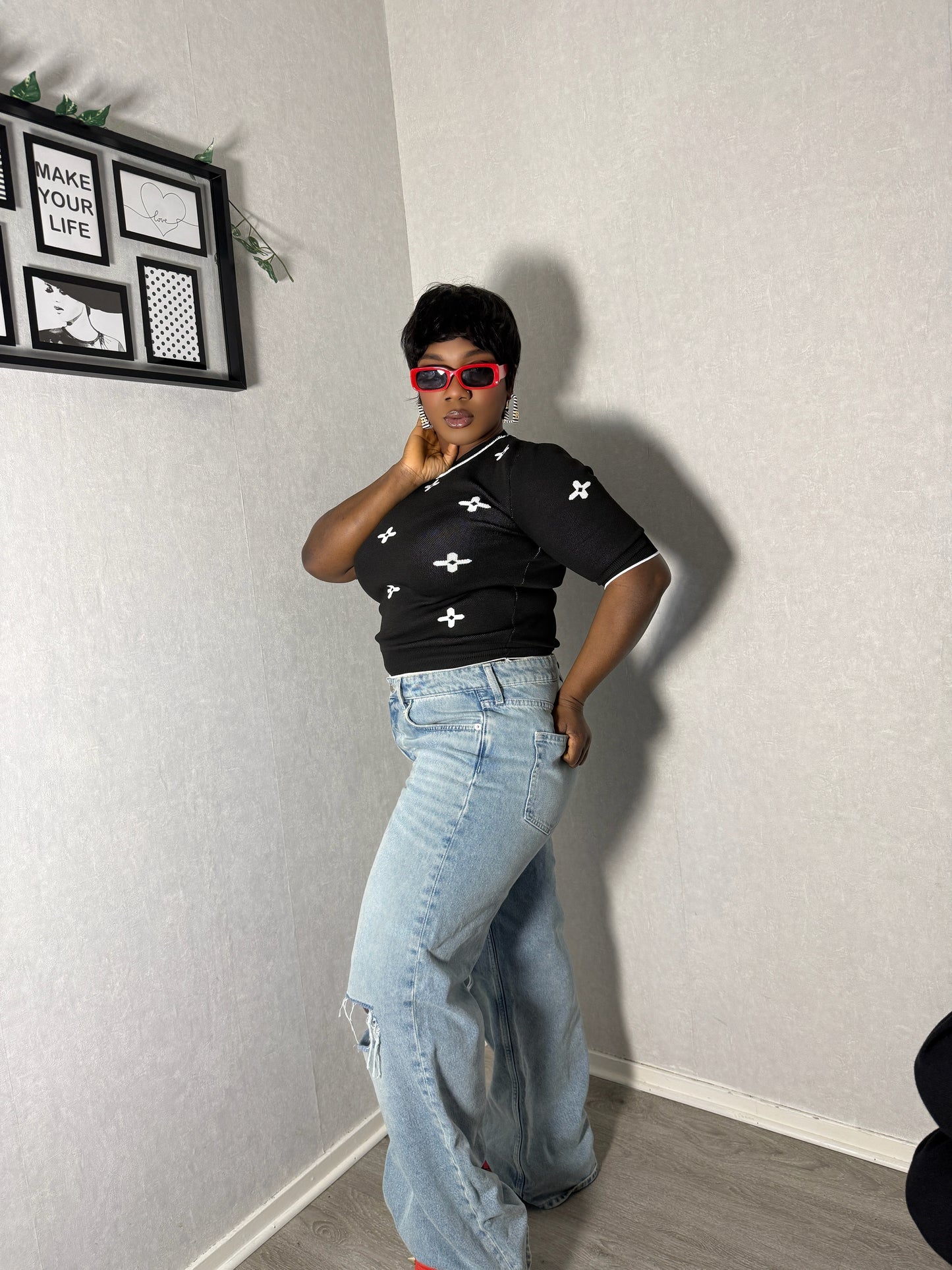 Tricot à motif floral