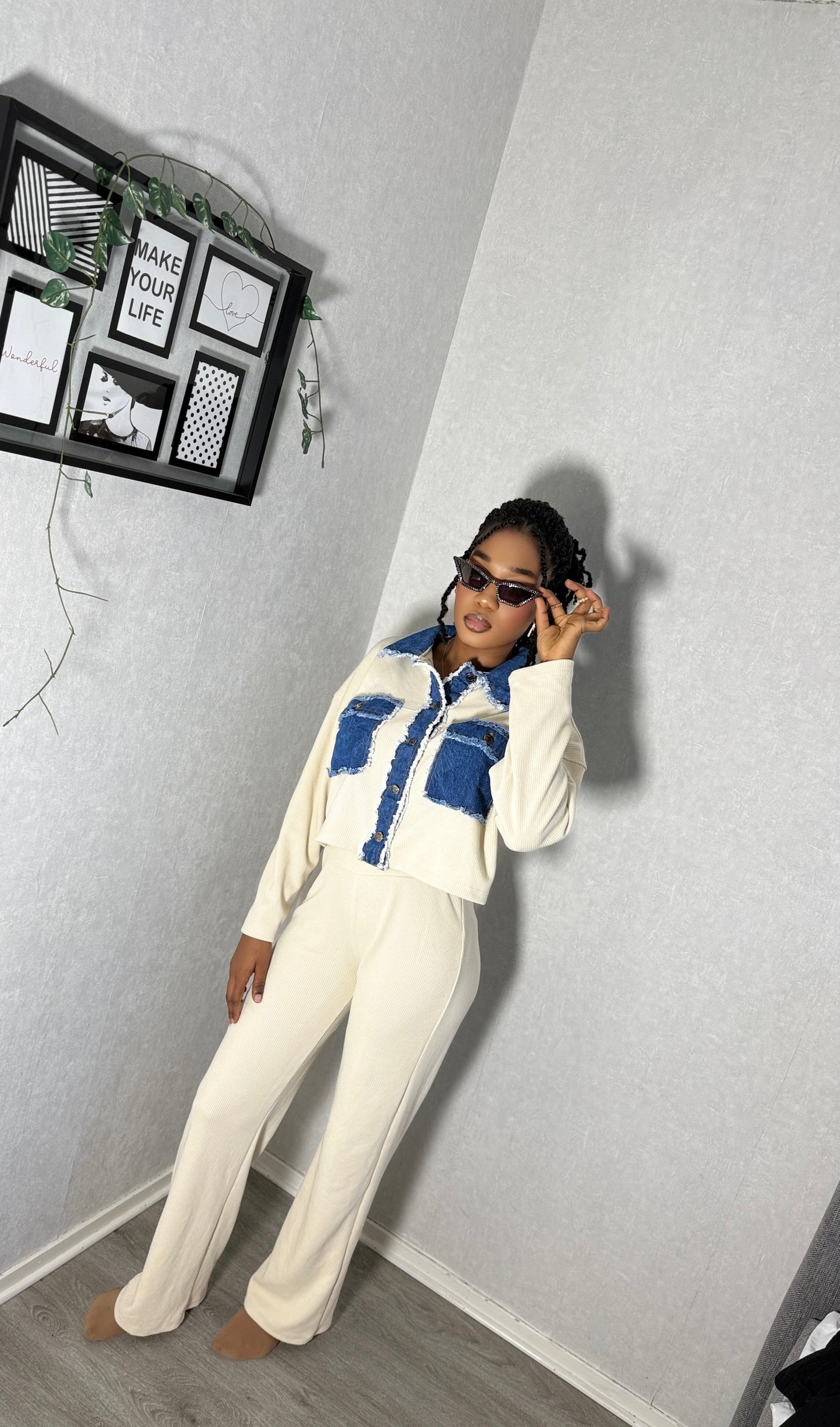 Ensemble Chemise Et Pantalon Garnis De Demin