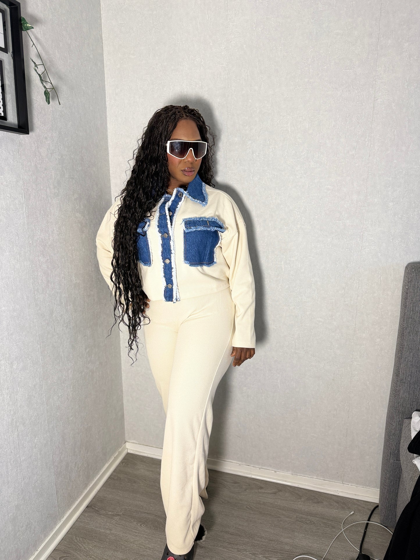 Ensemble Chemise Et Pantalon Garnis De Demin