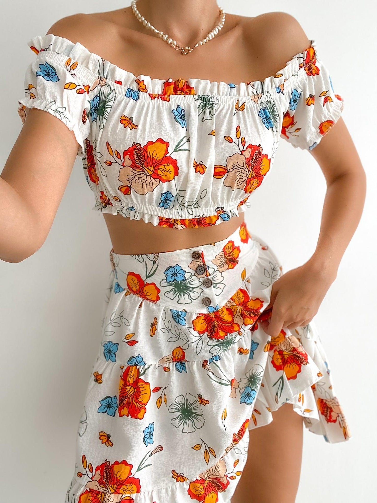 Bustier floral jupe ensemble - ElleChic Clothing