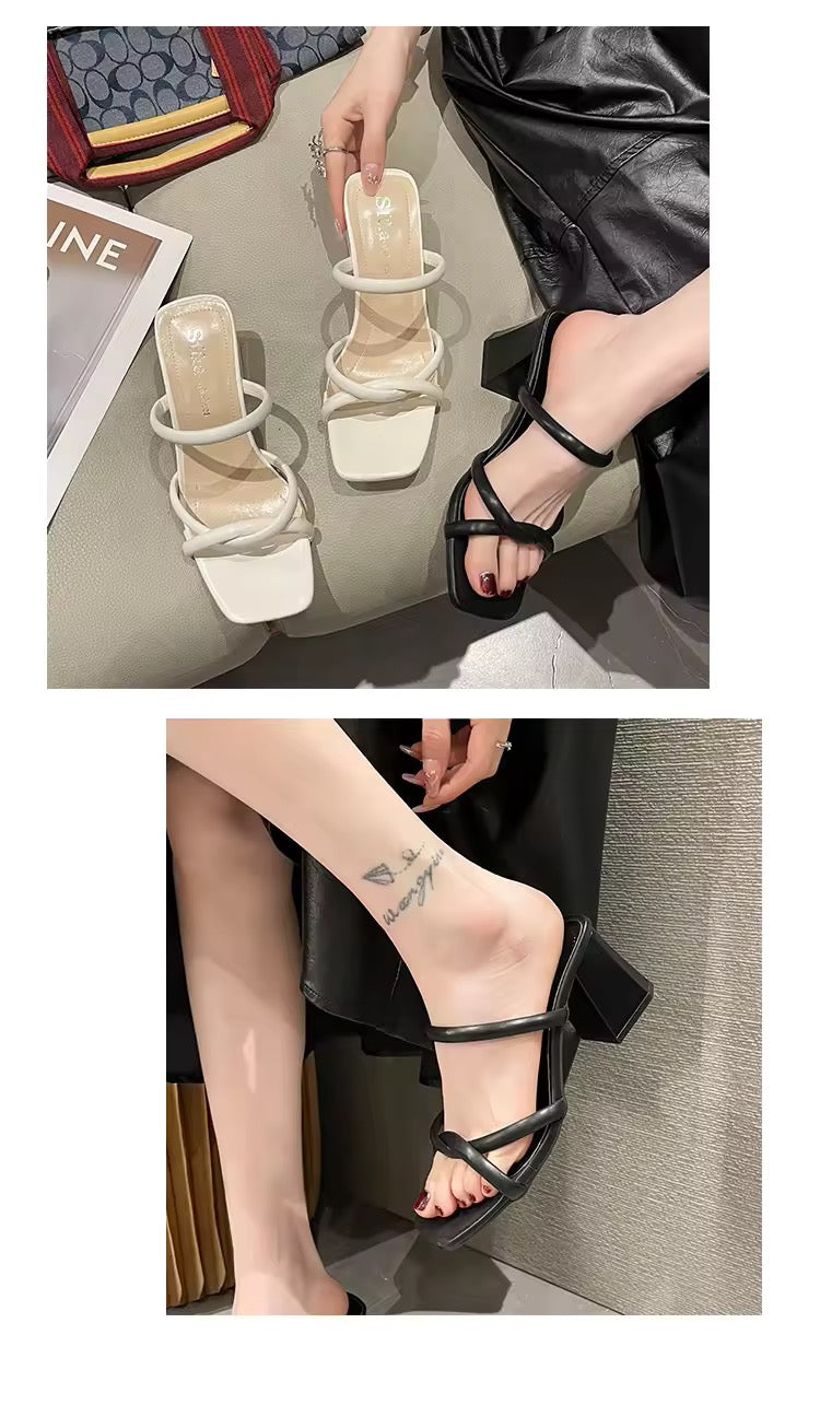 Sandale à talon moyen