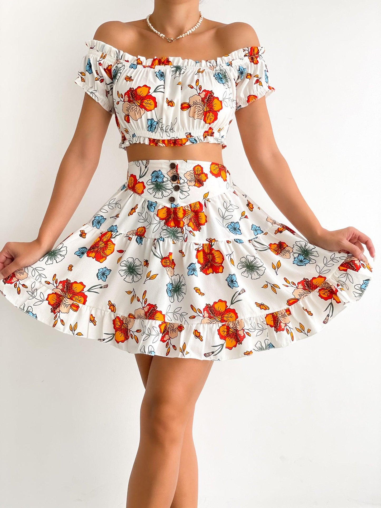 Bustier floral jupe ensemble - ElleChic Clothing